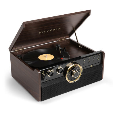 Victrola VTA-270B 6-in-1 Wood Bluetooth Mid-Century Record Player