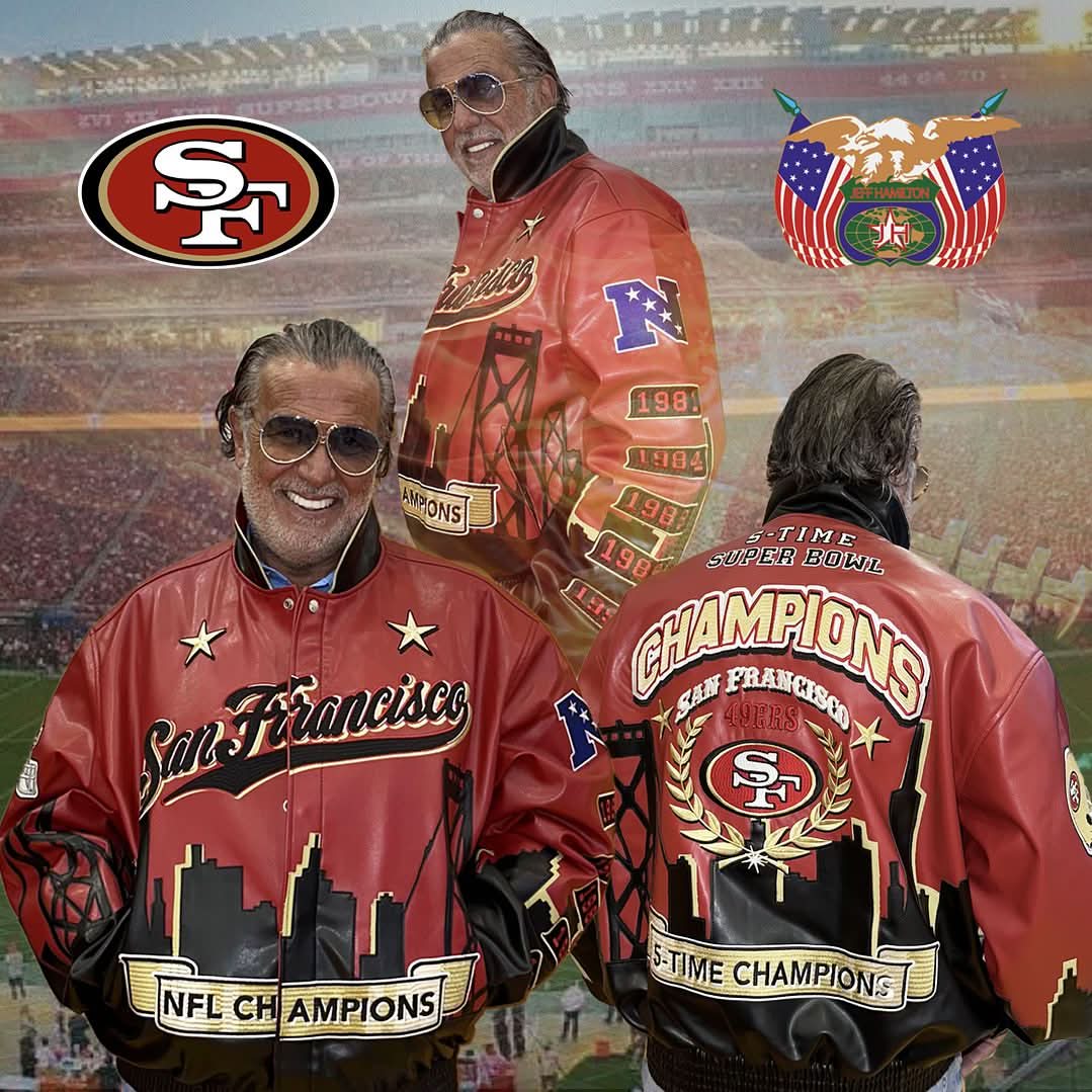San Francisco 49ers 5X Super Bowl Champion Skyline Vegan Leather Jacke