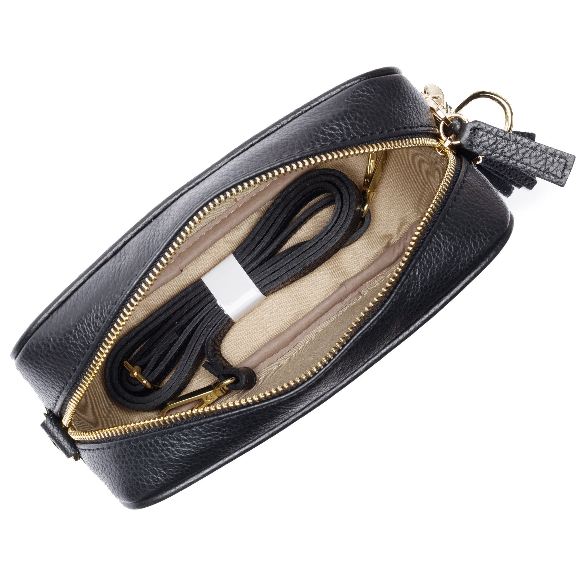 Elie Beaumont Designer Leather Crossbody Bag - Black (GOLD
