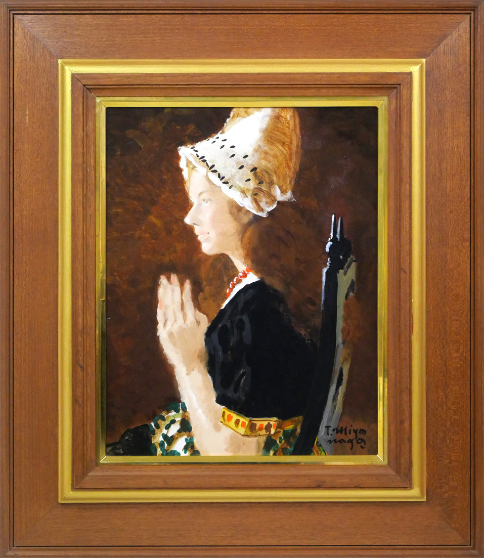 宮永岳彦「婦人像」油絵・F6号 絵画買取・販売の小竹美術