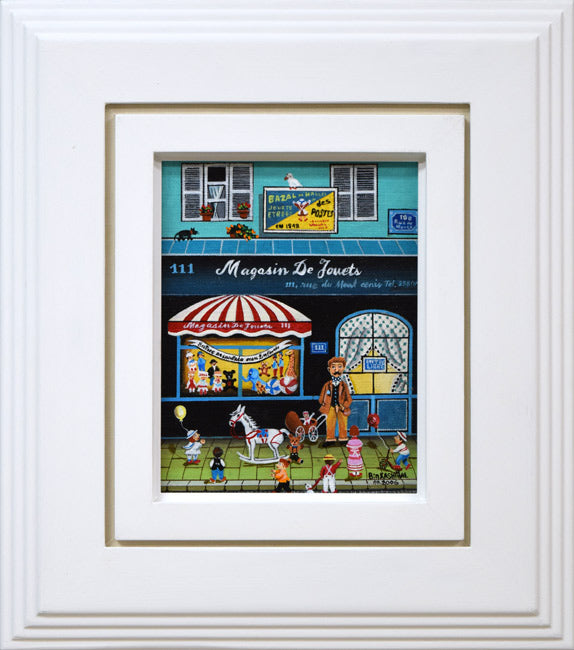 ビンカシワ「トイ・ショップ」油絵・F0号 絵画買取・販売の小竹美術