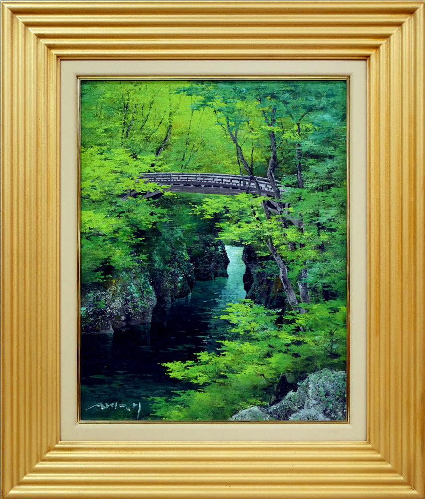 原田彰夫「こおろぎ橋（石川県・山中温泉）」油絵・F6号 絵画買取