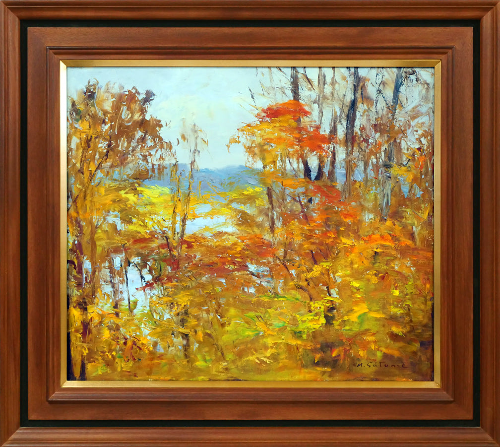 五月女政平「十和田湖秋景」油絵・F10号 絵画買取・販売の小竹美術