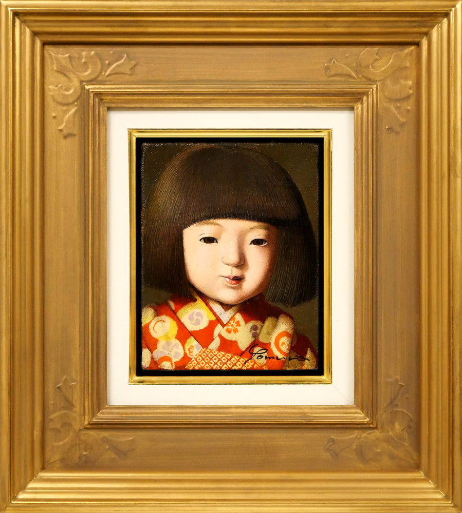 余村展「人形（市松人形）」油絵・F0号 絵画買取・販売の小竹美術