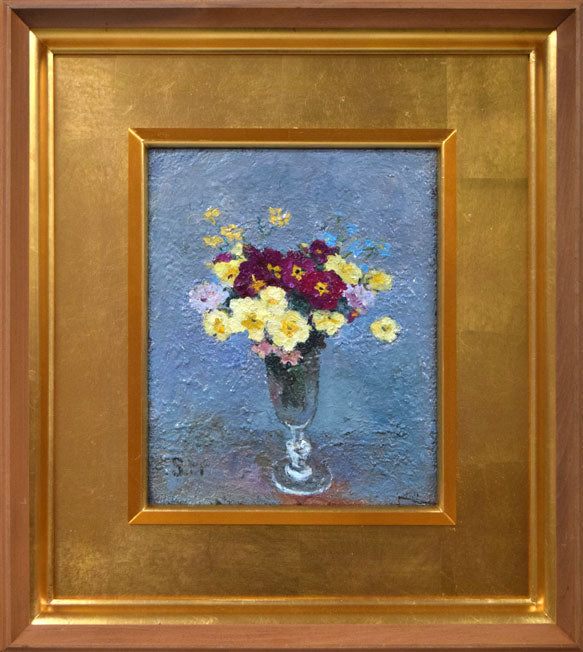 絵画 油絵 油彩画 菊地正則 F3号 「花リボンの少女」原画 美品 額付き