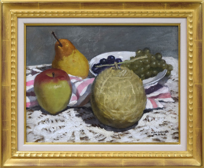 山岸正巳「卓上果物」油絵・F6号 絵画買取・販売の小竹美術