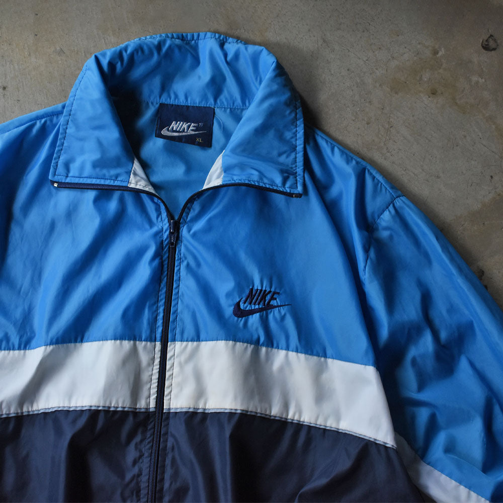 80's NIKE 紺タグ 刺繍ロゴ ナイロン トラックジャケット 240623H