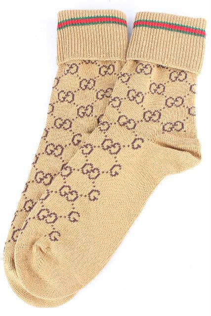 グッチ ［ GUCCI ] シェリーライン×GG ニット ソックス ベージュ SIZE