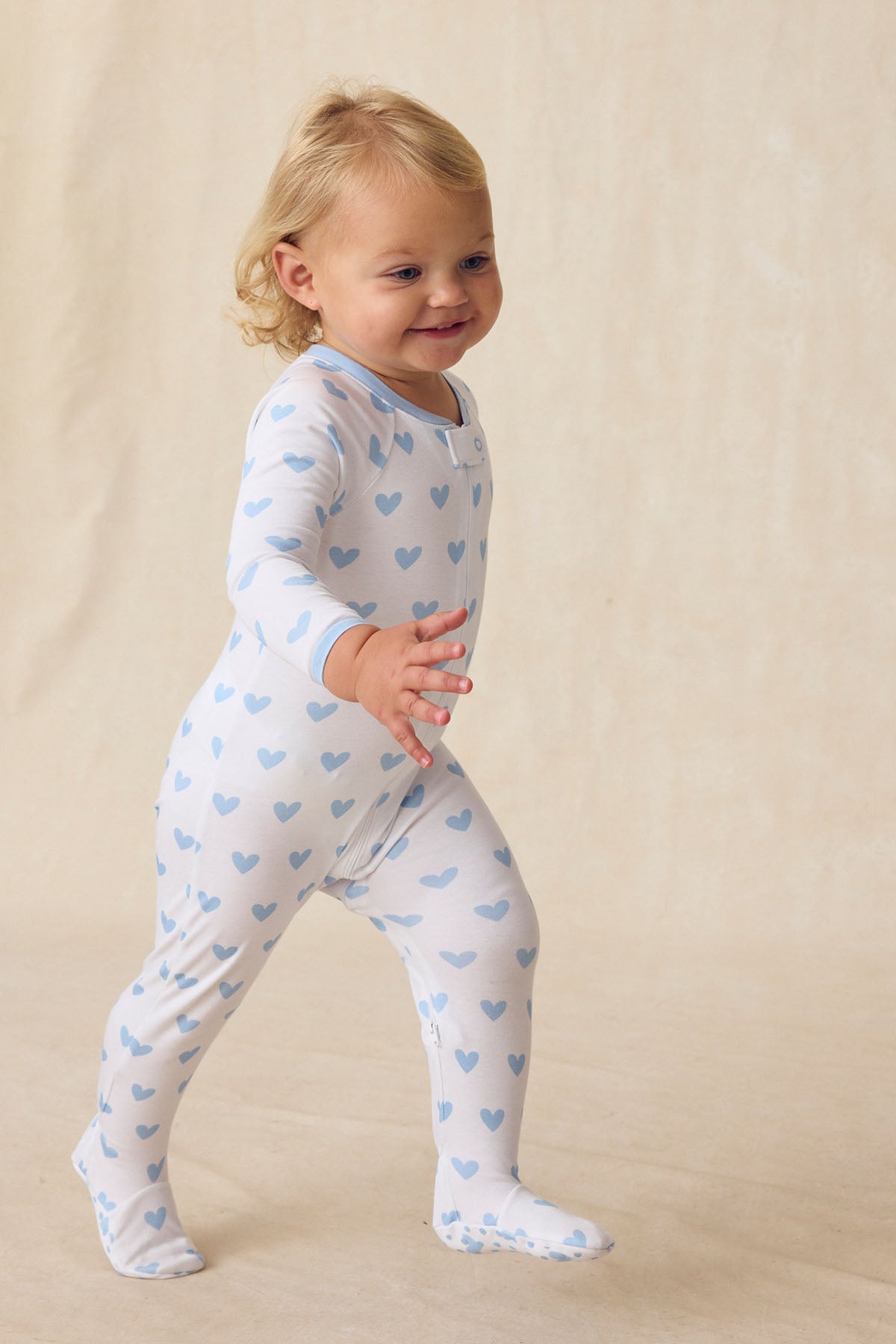 LAKE | Baby | Pima Cotton Pajamas | French Blue Heart Baby Sleeper