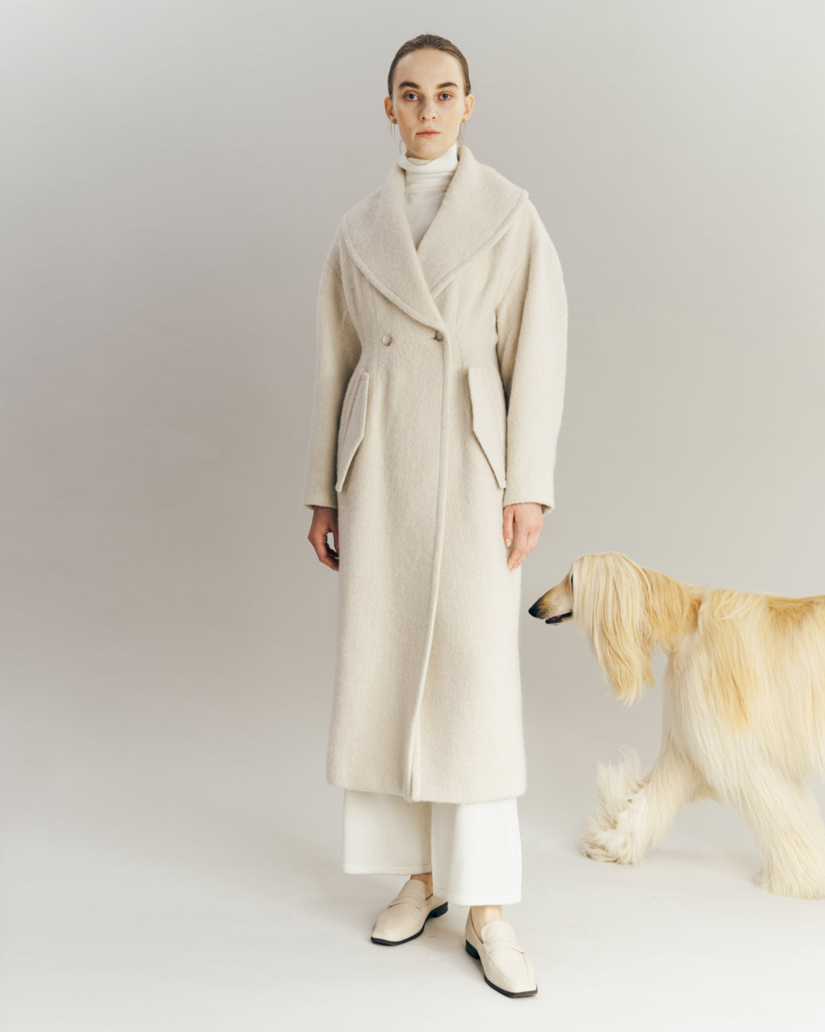 再入荷】Cape collar Narrow line coat – L'AUBE BLANC