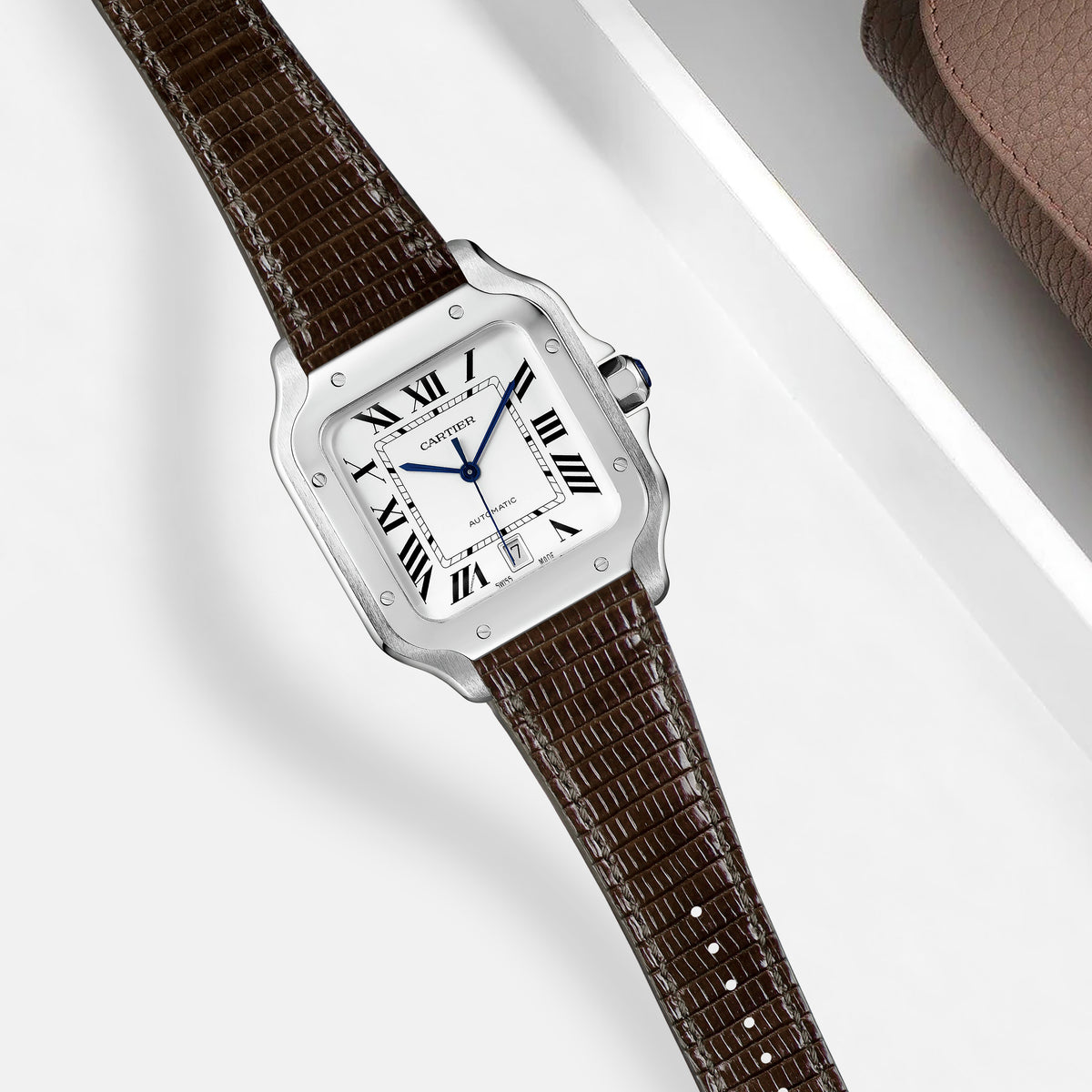 Cartier New Santos Quick Release Straps - Lizard Chocolatini