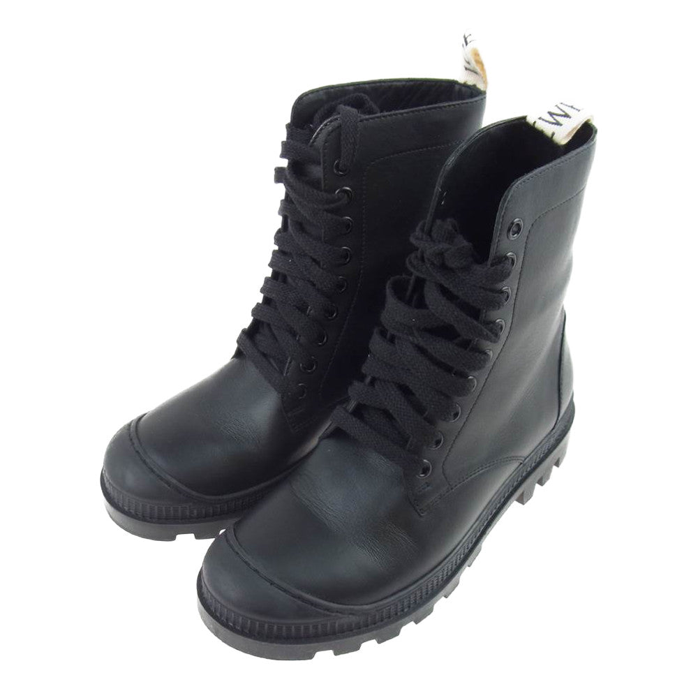 LOEWE ロエベ レザー コンバット ブーツ ブラック系 36【美品】【中古