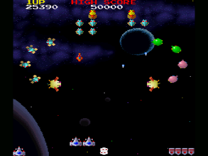 ギャラガ'88 for SHARP X68000 (C)1987 ナムコ, (C)1990 電波新聞社