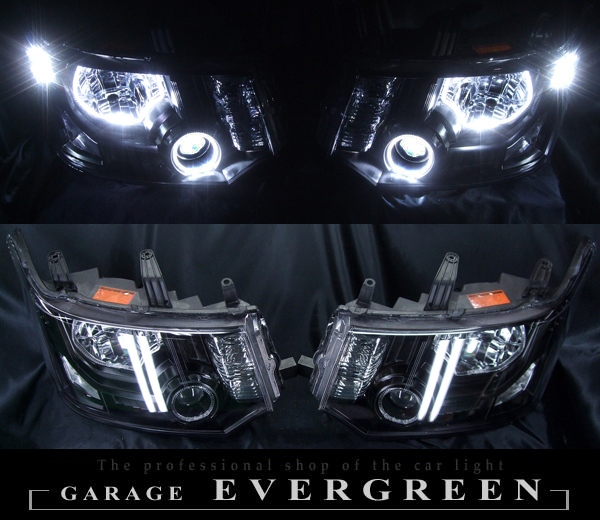 デリカ D5□インナーブラック塗装＆LEDイカリング&白LED増設□オーダー