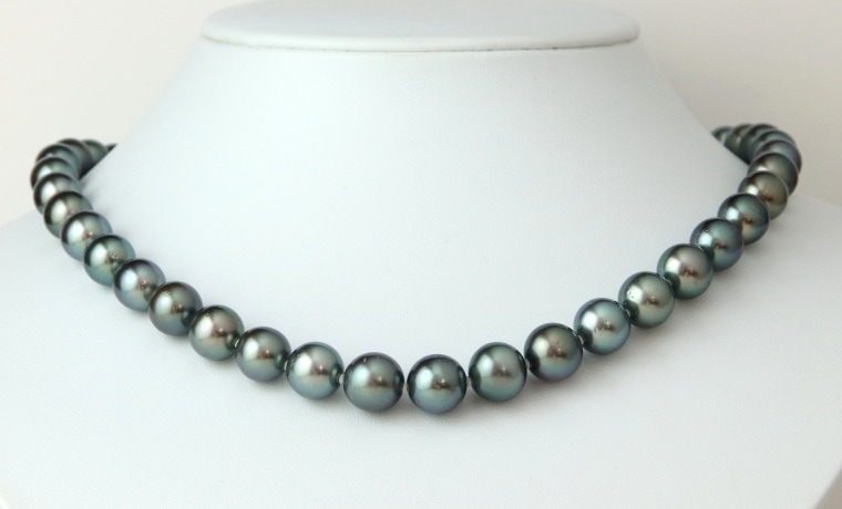 黒蝶真珠ネックレスブルーグレー【大きさ8-10mm・長さ45cm】＜59-19