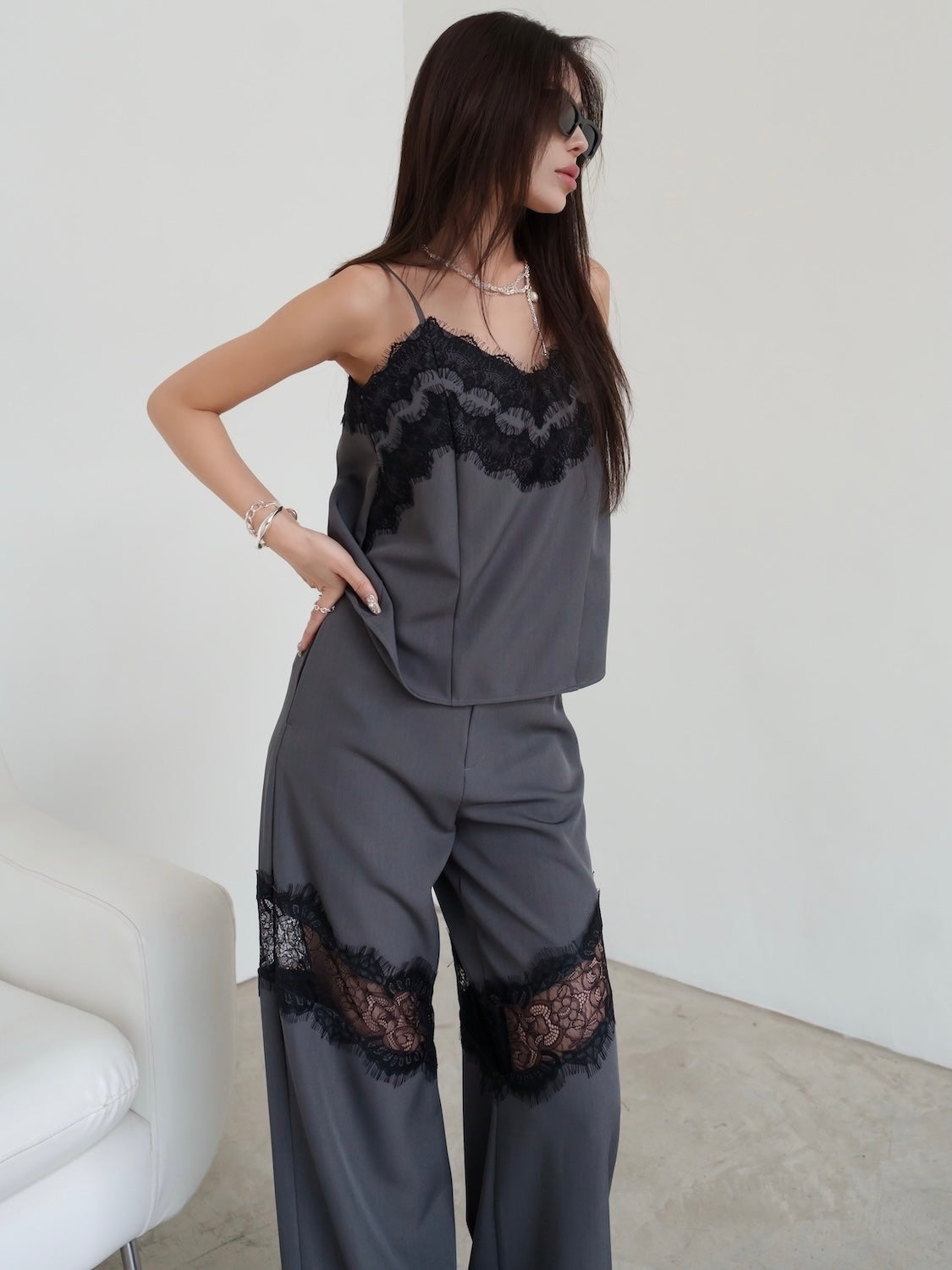 レース アクセント Vネック キャミソール