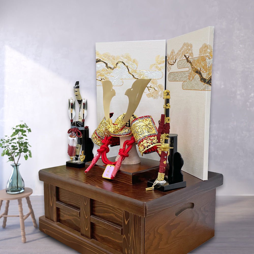 横幅46cm｜国宝模写 春日大社｜11号 竹雀之の兜飾り｜ 五月人形