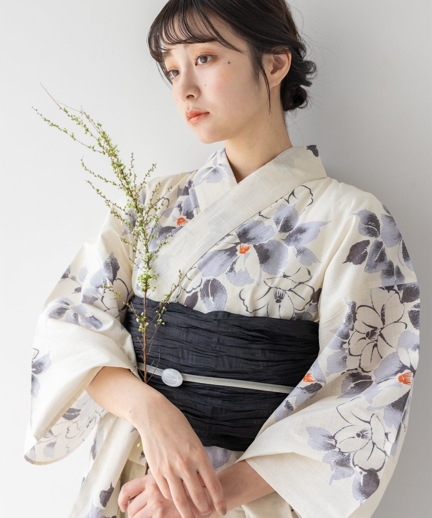 こだわり浴衣5点セット (浴衣/帯/下駄/腰紐/着付け冊子) 変わり織生地