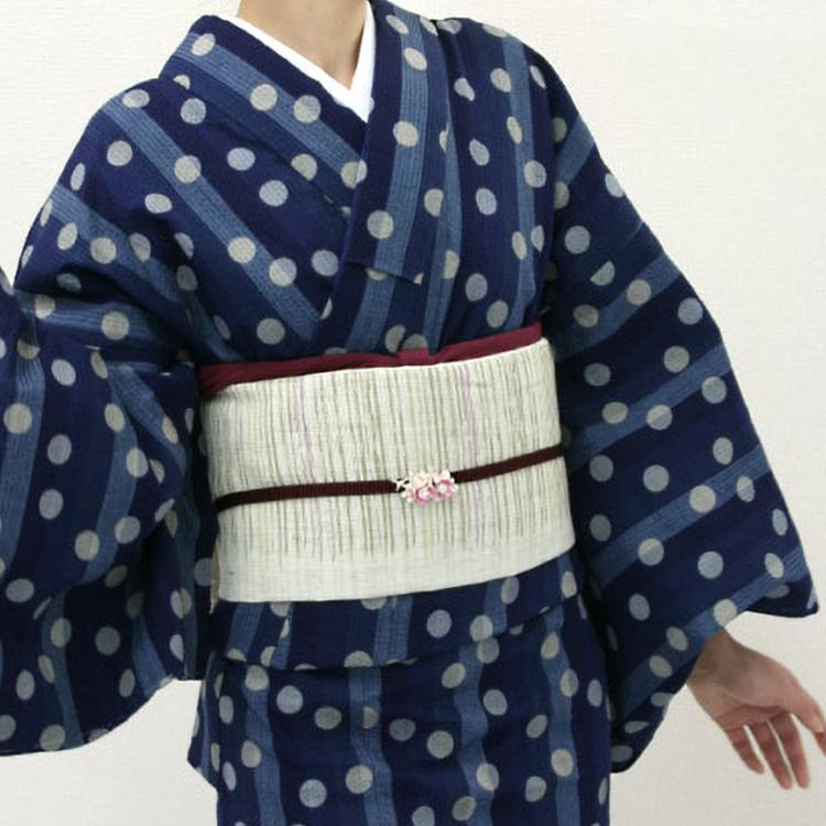 阿波しじら織 着物 抜染 縞に水玉モダン No.573-S – ふだんきもの
