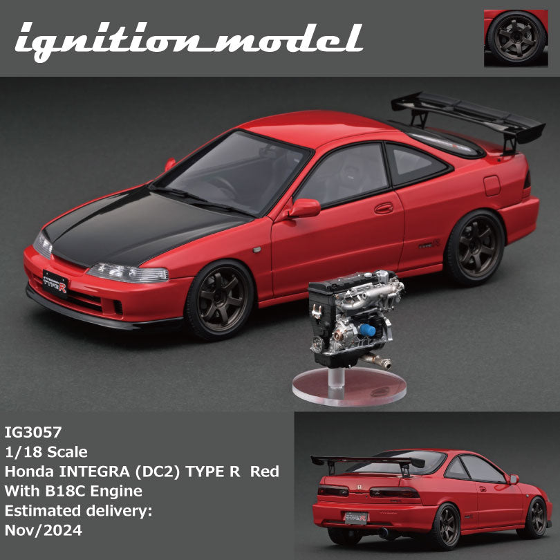 Ignition Model 1:18 Honda INTEGRA (DC2) TYPE R Red With B18C