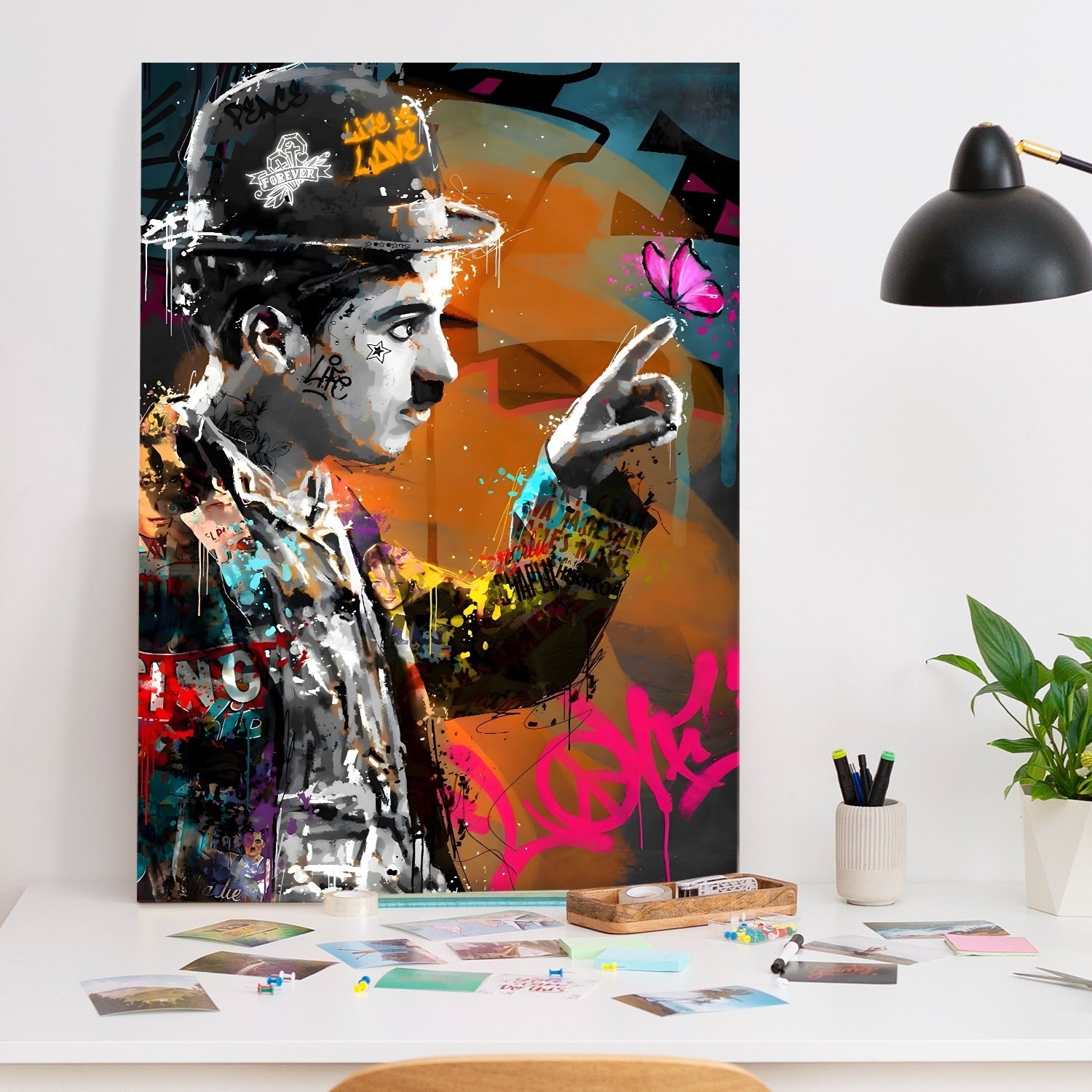 Charlie Chaplin Graffiti Wall Art – Iconik Canvas