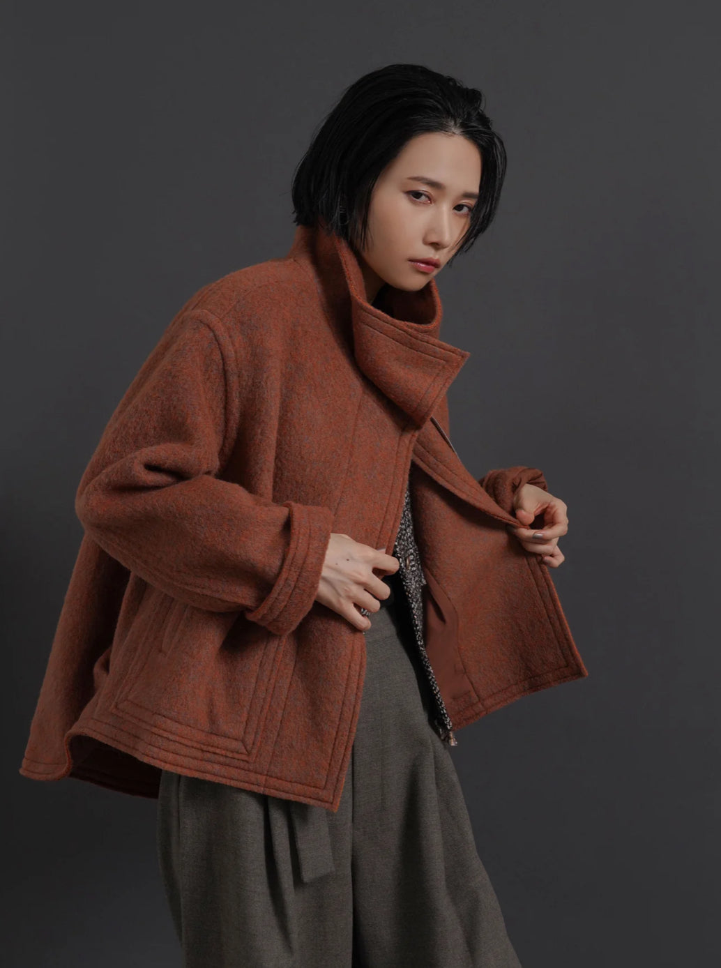 CYAN TOKYO】ウールシャギースタンドブルゾン/407262