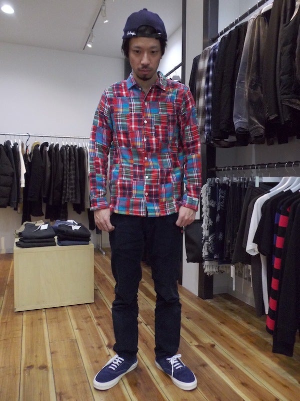 GOODENOUGH スタジャン、ラインネルシャツ、パッチワーク/グッドイナフ