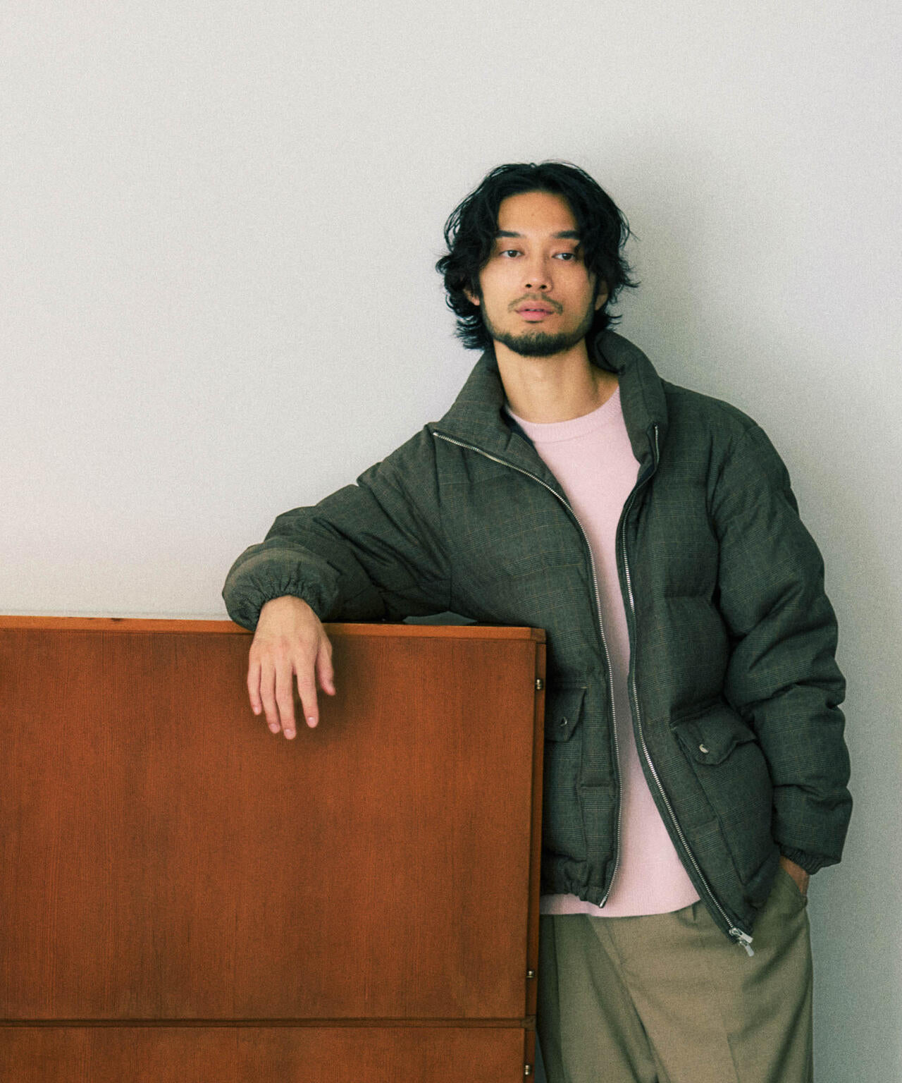 DELEGANTE エアリーサキソニー／グレンチェックTAIONダウンジャケット