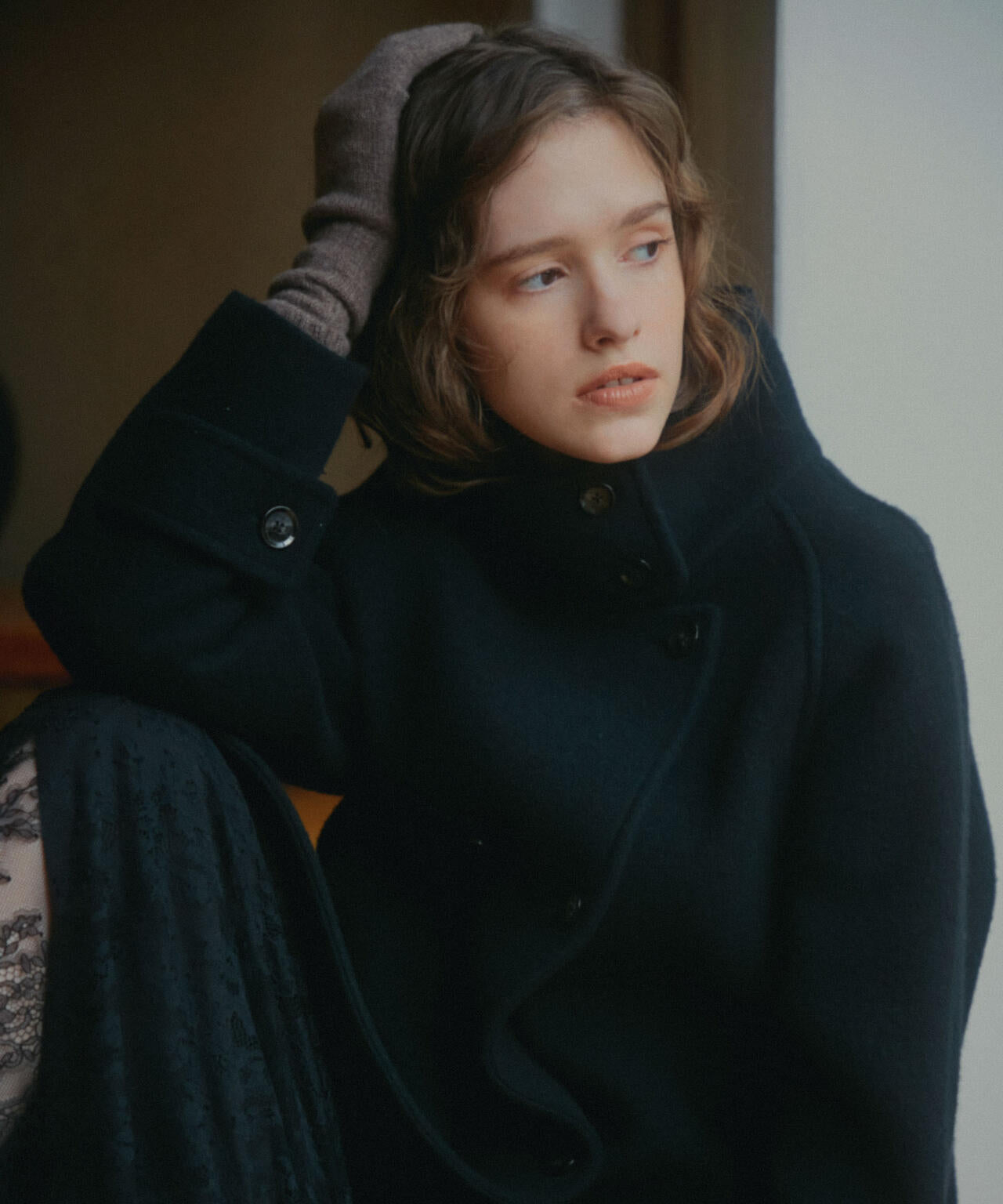 PECOLAMB ウール カシミヤ スタンドカラー コート