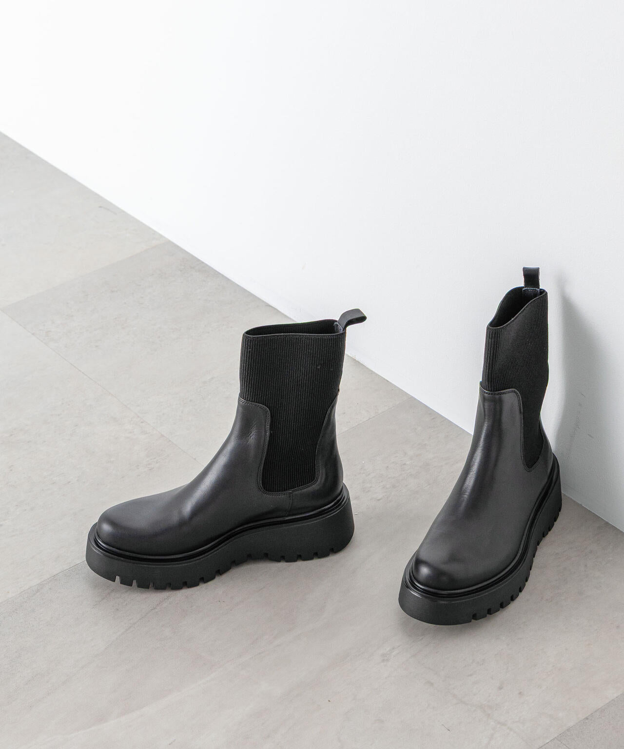 CORSO ROMA9 / サイドゴア リブニット ブーツ