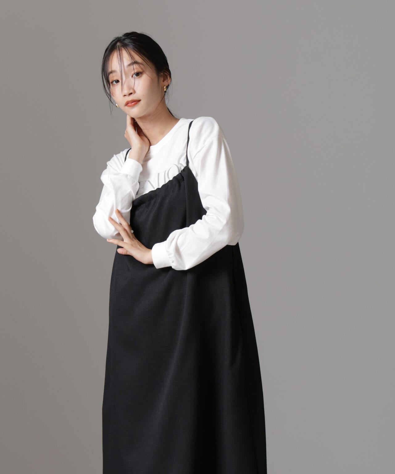 スラブ ツイード バックリボン キャミソールワンピース