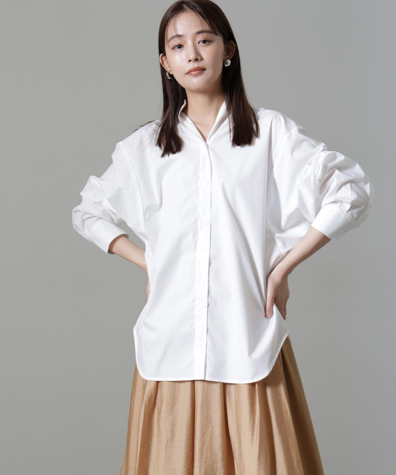 抜け衿 ボリューム スリーブ シャツ