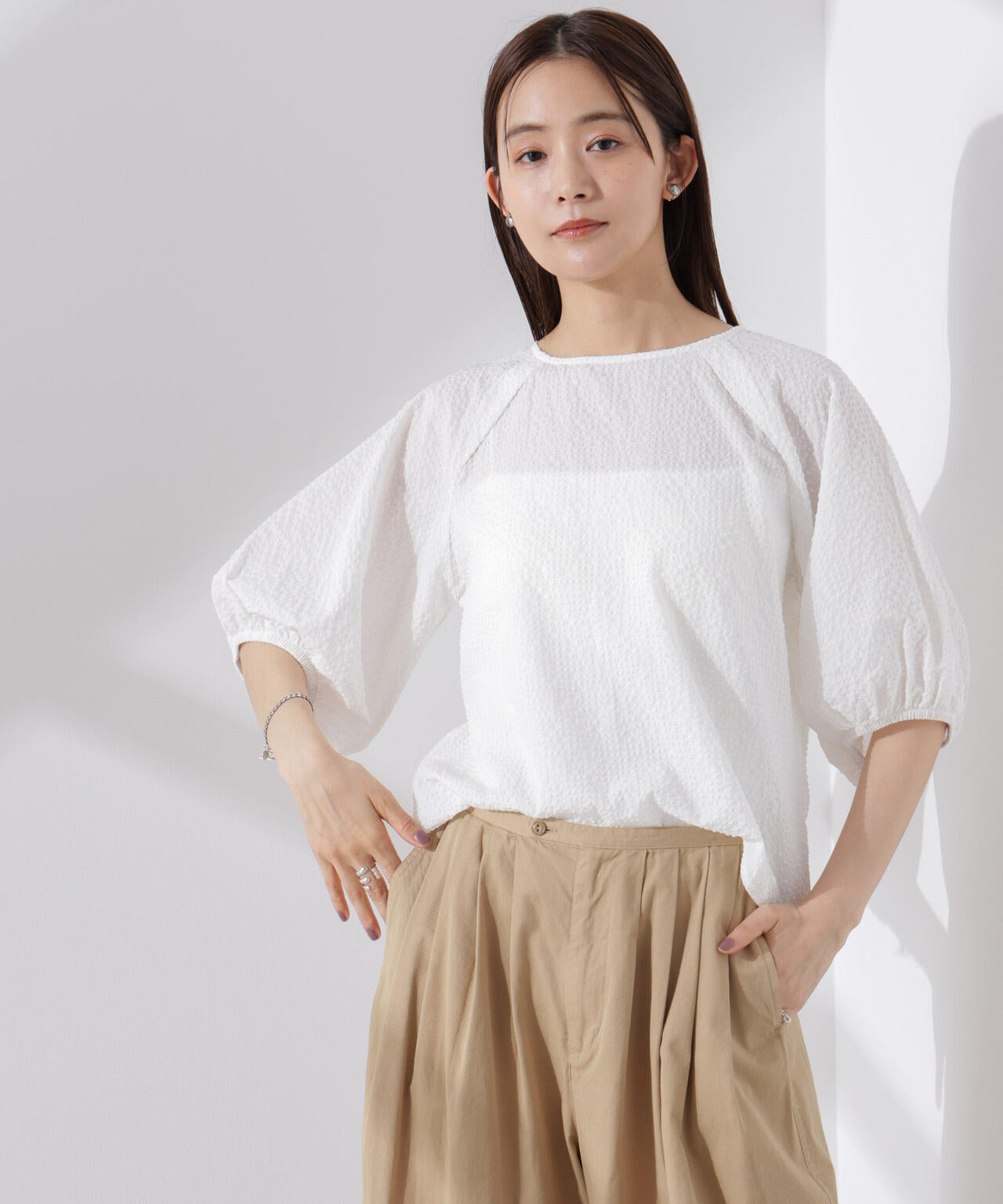 サッカー バルーンスリーブ プルオーバー ブラウス