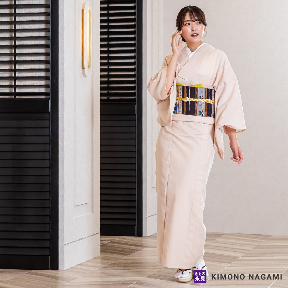 久留米絣│お仕立て上がり 洗える木綿きもの │フリーサイズ 生成り色