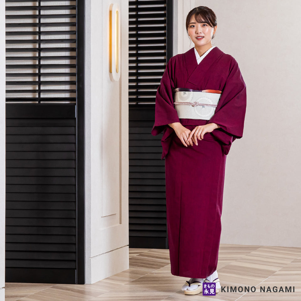 久留米絣│お仕立て上がり 洗える木綿きもの │フリーサイズ 赤と濃紺