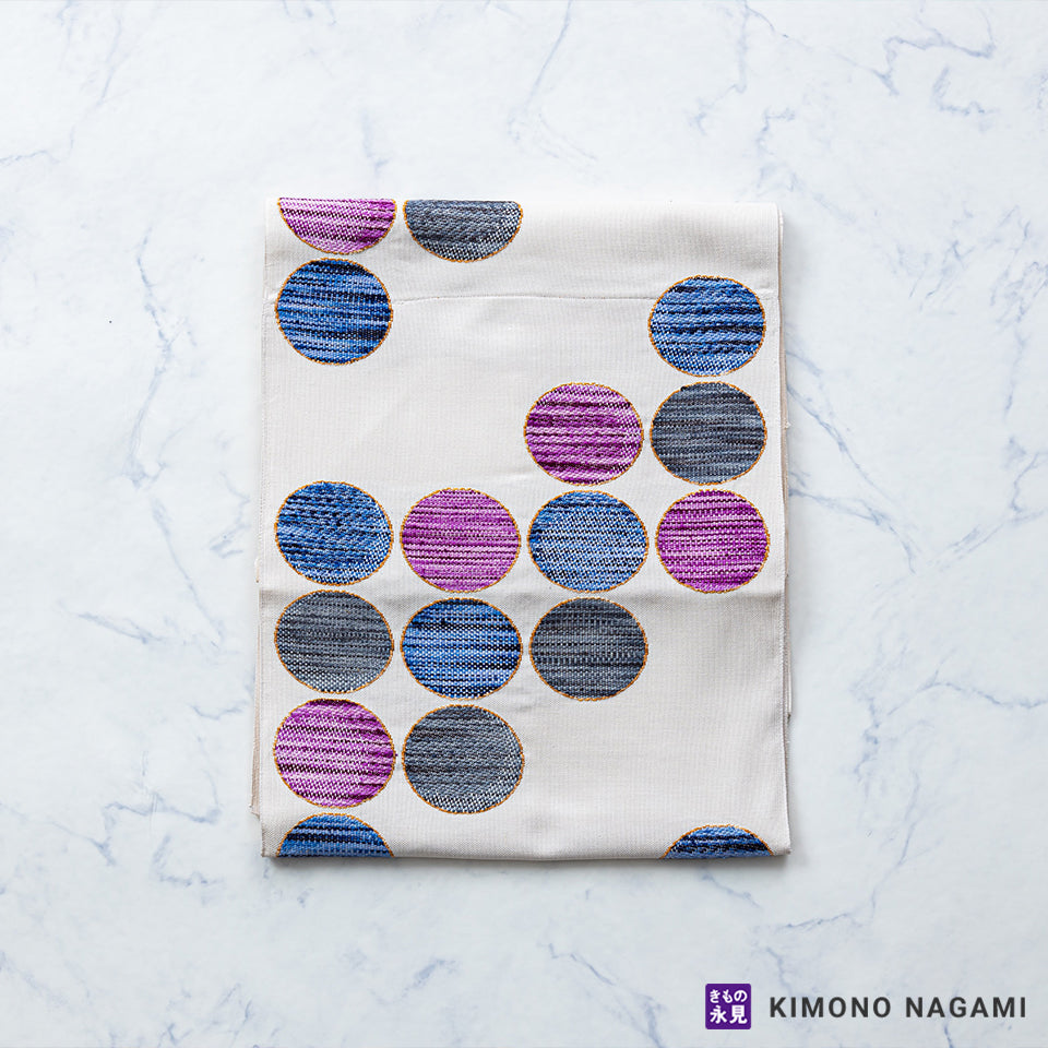 八寸名古屋帯 お仕立て済 西陣 三幸織物 モダンドット柄 – きもの永見