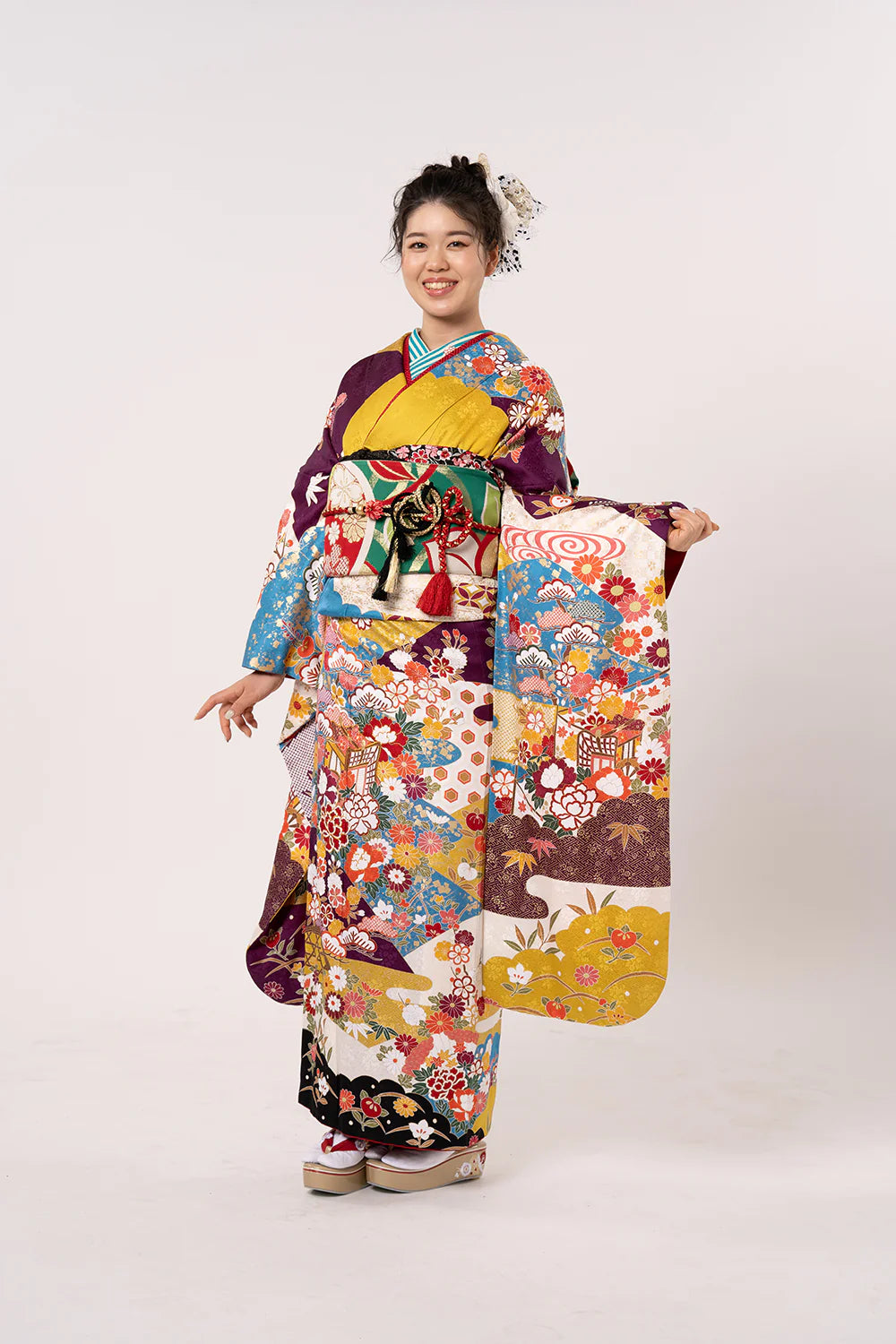 黄色紫古典柄 振袖【040】 – SAKURA TOKYO