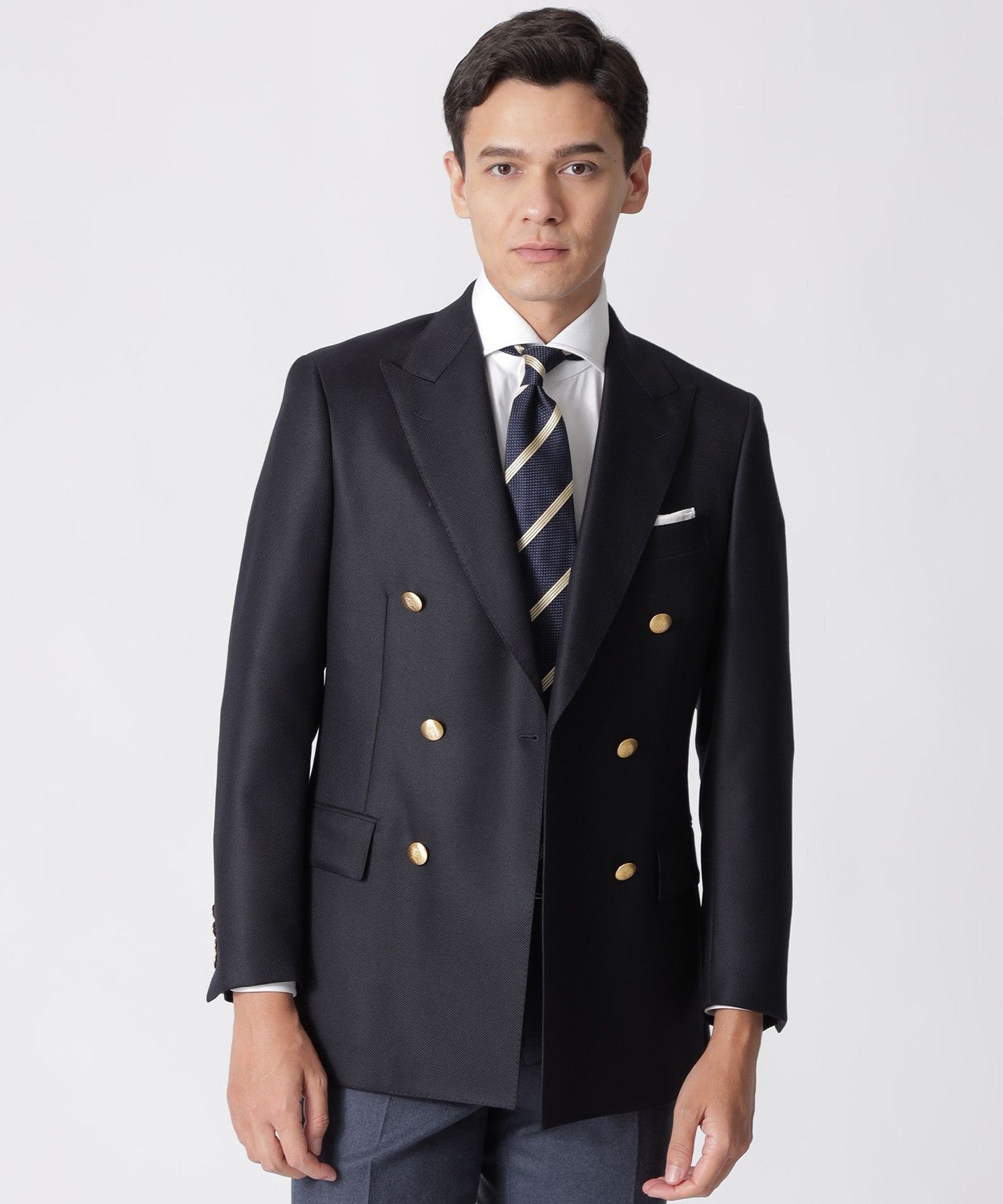 QUINTESSENTIAL】クラシックホップサックダブルブレストネイビー