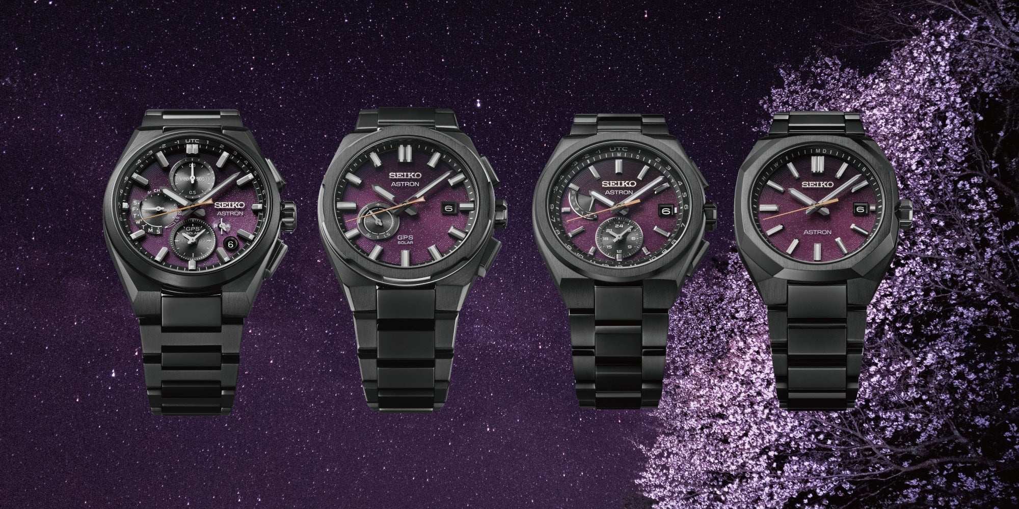 セイコー アストロン＞より、星空の下で咲き誇る夜桜をデザインソース