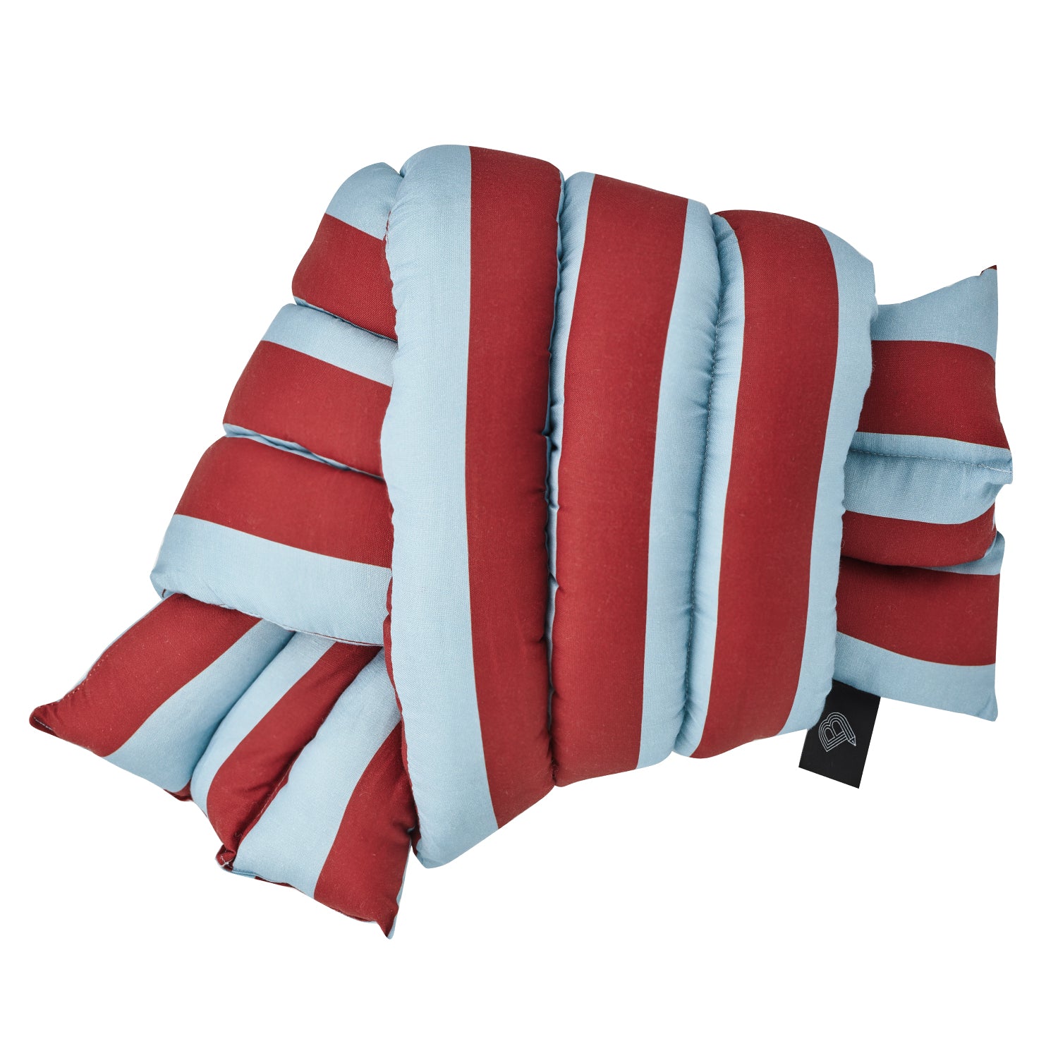 Musubi Cushion - Linen&Rayon | Candy Stripes in Steel Blue x Burgundy
