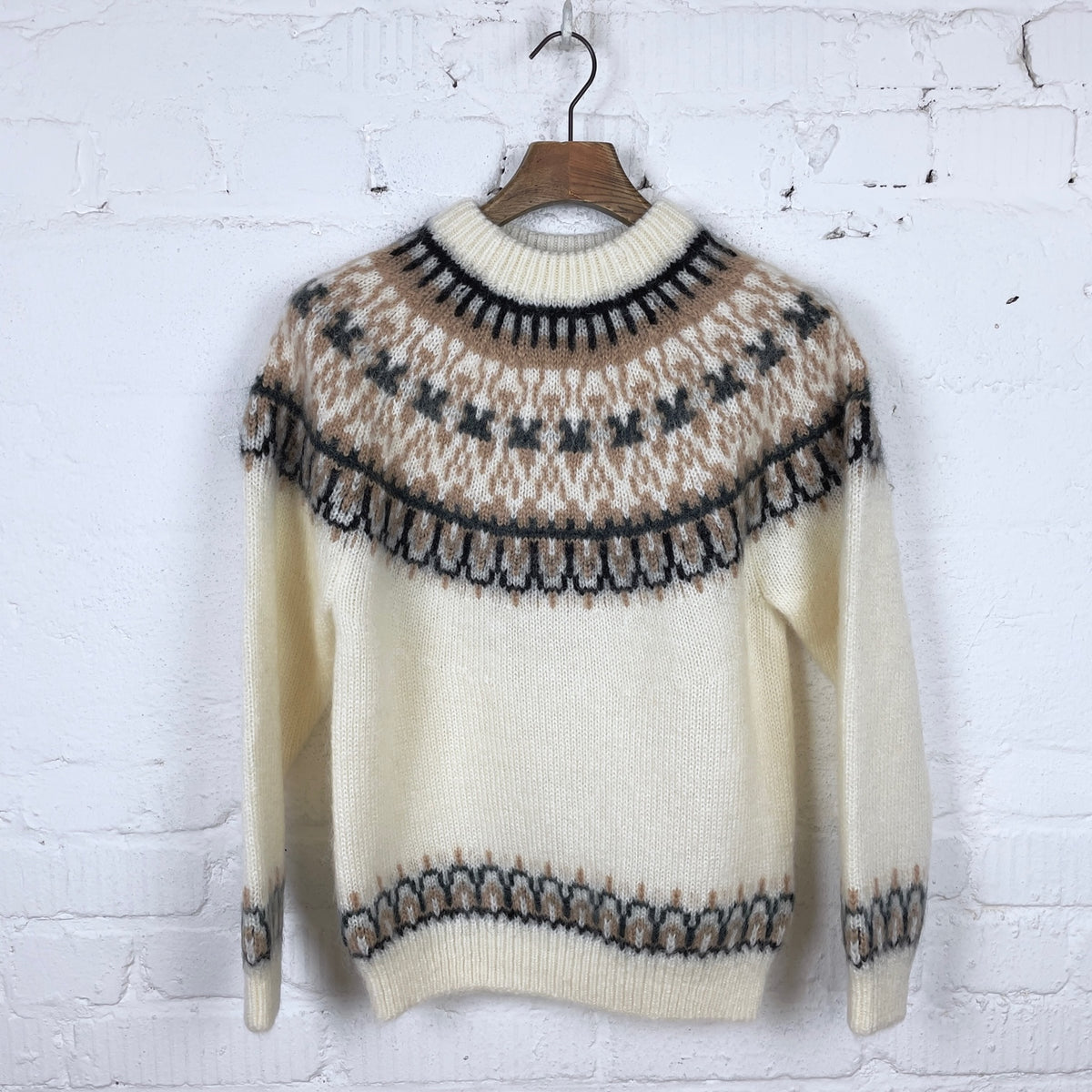 yonetomi | mohair wool nordic knit sweater - white – stuf|f-official