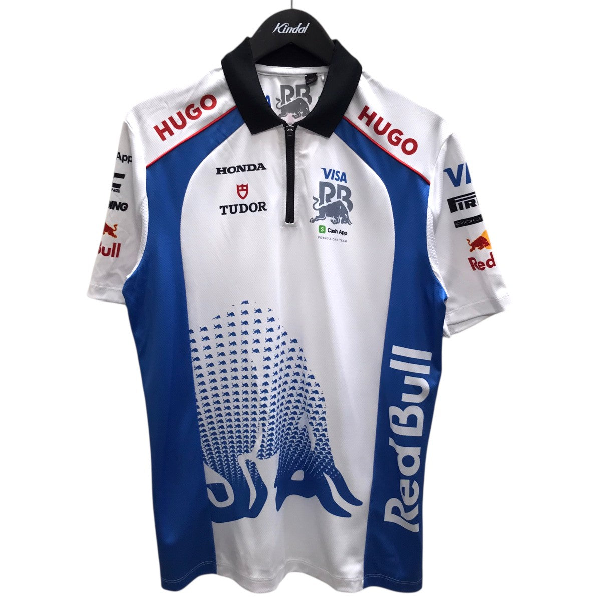 HUGO BOSS(ヒューゴボス) ハーフジップポロシャツ ホワイト×ブルー