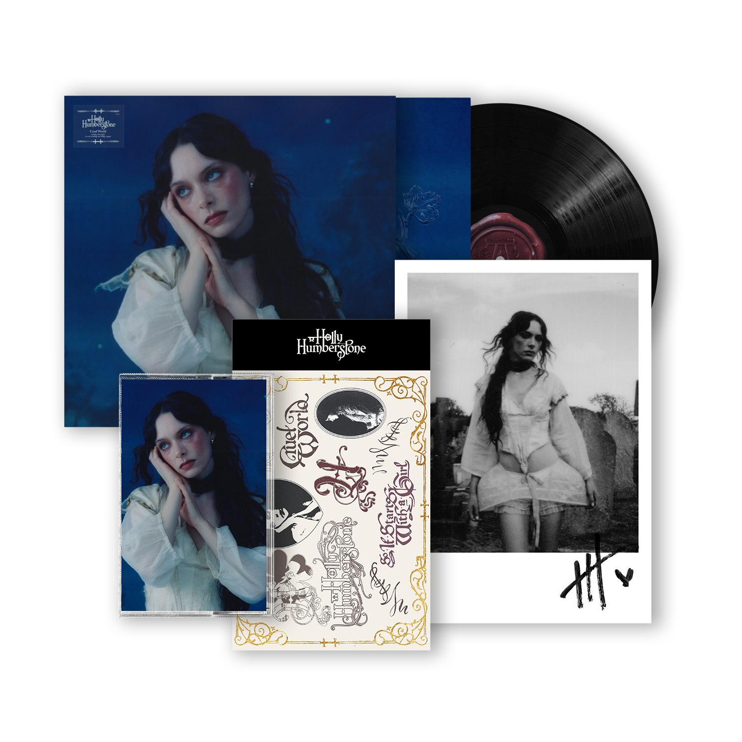 Cruel World Black Vinyl, Cassette, Sticker Pack + Signed Print