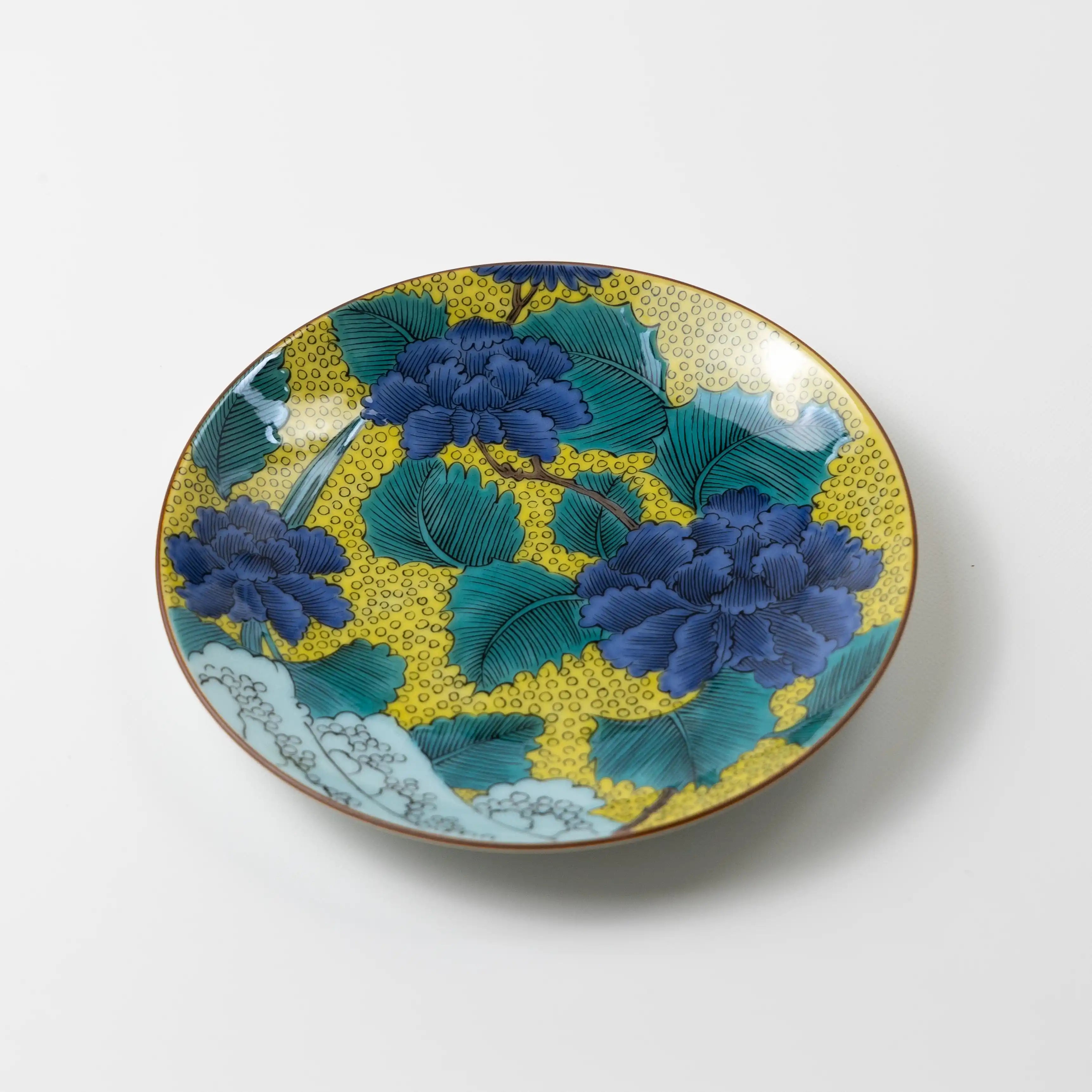 九谷焼 5号皿 古九谷青手土坡に牡丹図 – 漆陶舗あらき 輪島塗 九谷焼