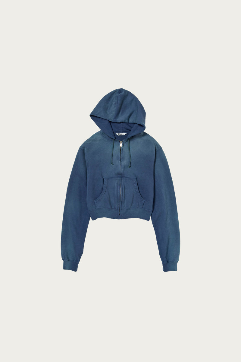 Auralee Product Dyed Pima Light Sweat Zip Parka | Light Navy