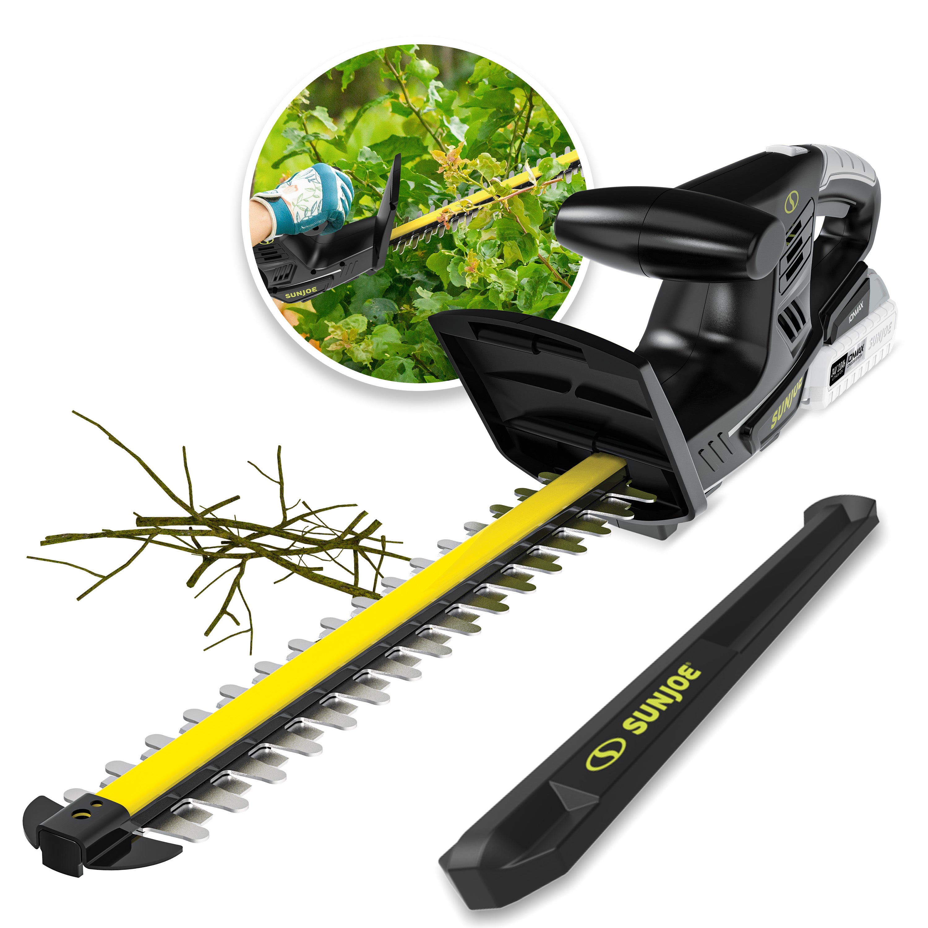 Sun Joe 24-Volt* IONMAX Cordless Handheld Hedge Trimmer | 18-inch | W/