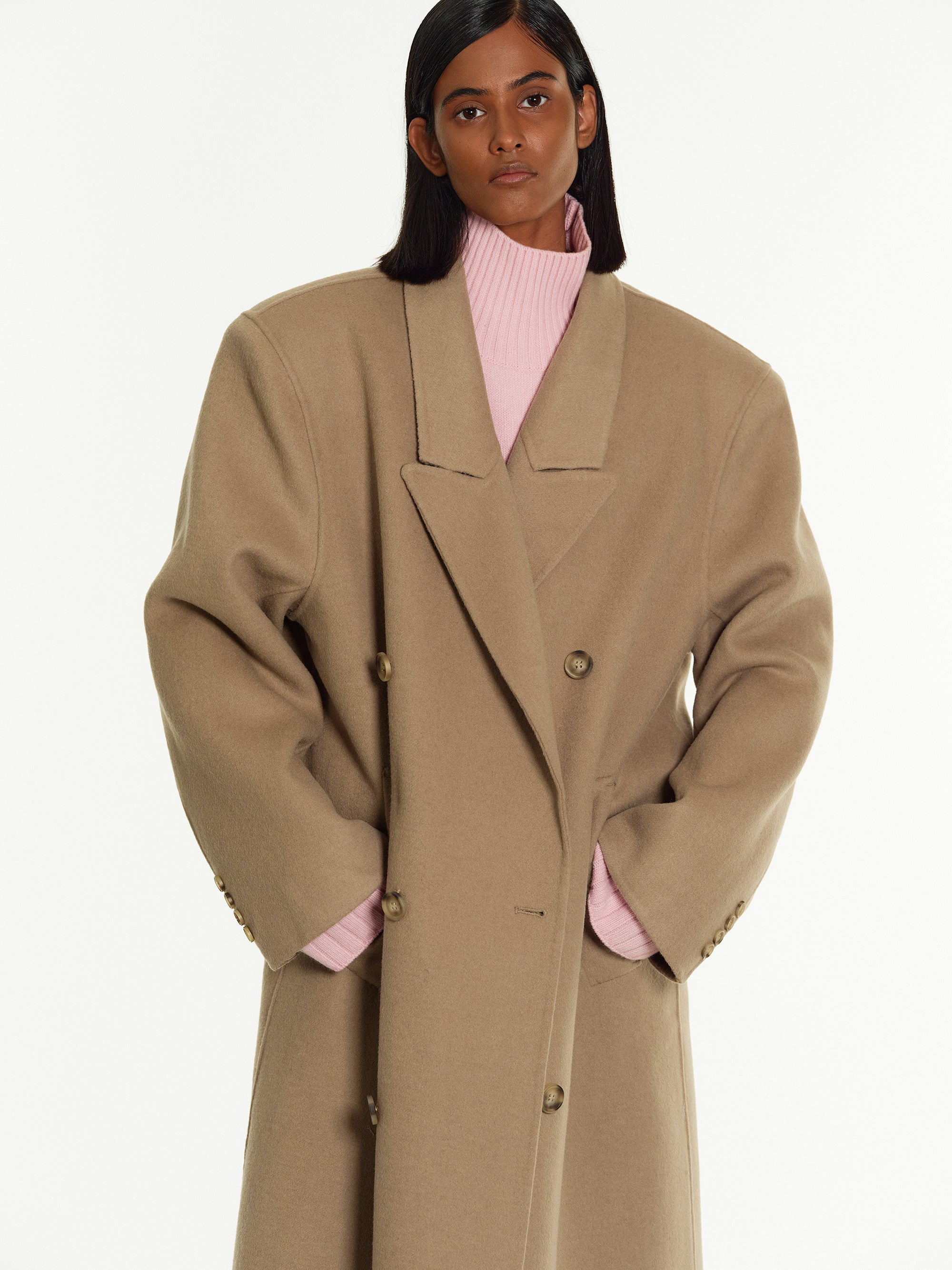 Zvika Padded Shoulder Maxi Coat, Camel – SourceUnknown