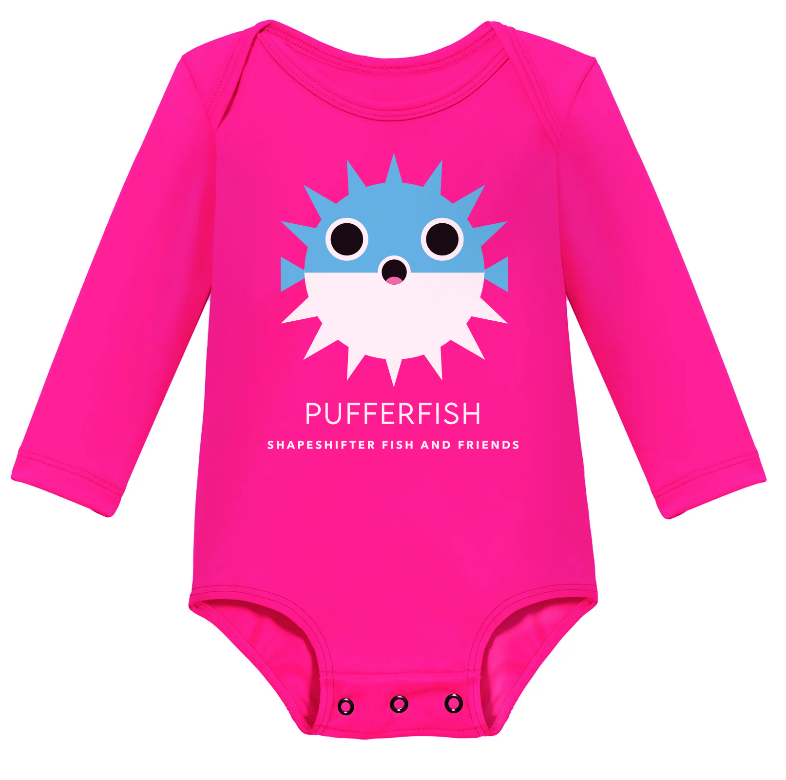 Hot Pink Pufferfish Sun Protective Baby Onesie | UPF50+