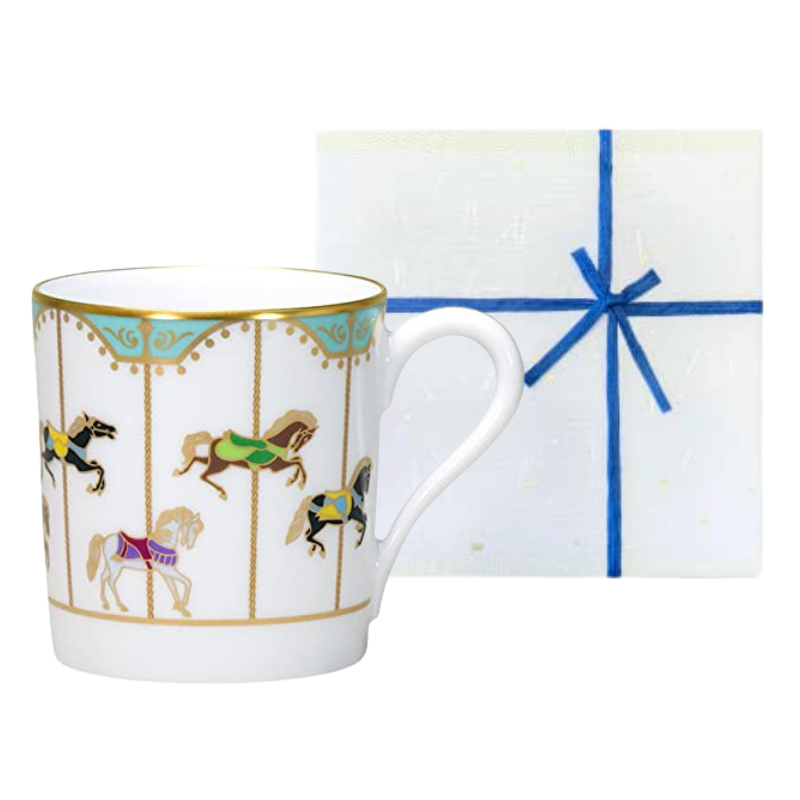 ギフト包装済】 皇室御用達 大倉陶園 うまくゆく 回転木馬 ブルー