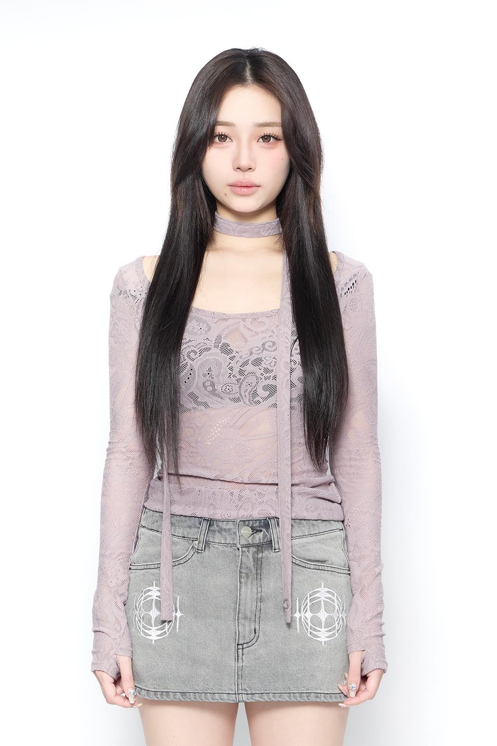 THEREDTHREAD / ザレッドスレッド】S skinny tops lace